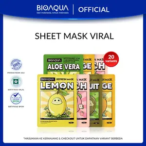 【BPOM】Bioaqua sheet mask Natural serum series Facial Treatment Mask wajah wamit 1pcs Hyaluronic Acid Hydrating Dry Skin Sensitive Skin Whitening Alcohol Free Soothing All Skin Types Oil Control kering vitamin Arbutin  Lightening