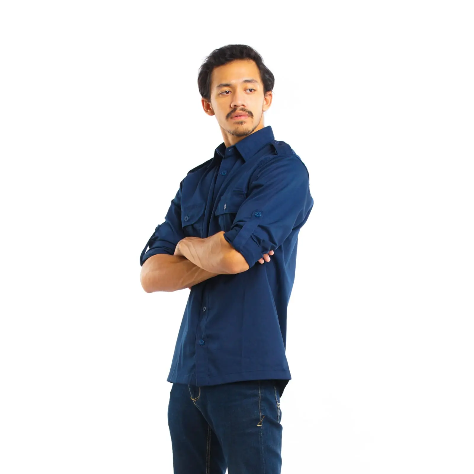 Eliter Workwear - Baju PDH Warna Navy PDL Lengan Panjang Seragam Kerja Lapangan Hem Atasan Tactical