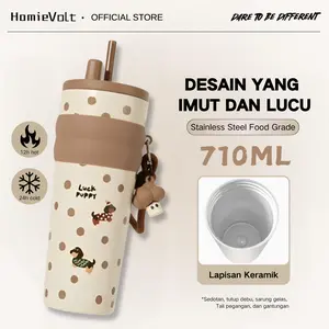 [Ramadan Essentials] HomieVolt Cangkir Sippy Level Tinggi Stainless Steel 316 Kapasitas Besar 710ML Cocok untuk Pergi dan Minum Tampilan Seperti Big Mac's Termos