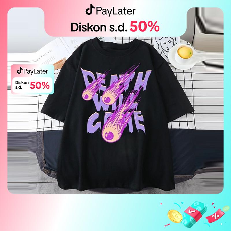 T-shirt Atasan Baju Kaos Oversize Wanita Kece Distro Lengan Pendek vintage Render Print Keren epidemic C699  Katun Combed Dewasa 1