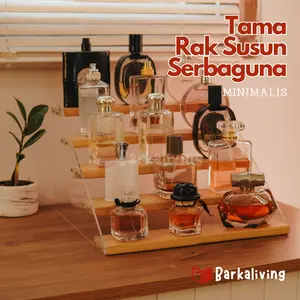 Tama Rak Kayu Susun Aesthetic Display Tempat Parfum Storage Bumbu Dapur Make up Kosmetik Acrylic Jati Belanda Stand