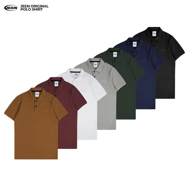 JEEN ORIGINAL - Kemeja Polo Basic Lengan Pendek Bordir Pria Katun Baju Casual Formal 0