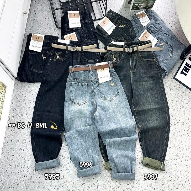|BG001| - Quần Baggy Jean Nữ THÊU Ngựa Túi 5995-5996-5997 9 Tấc Không Co Giãn Women Denim Pants
