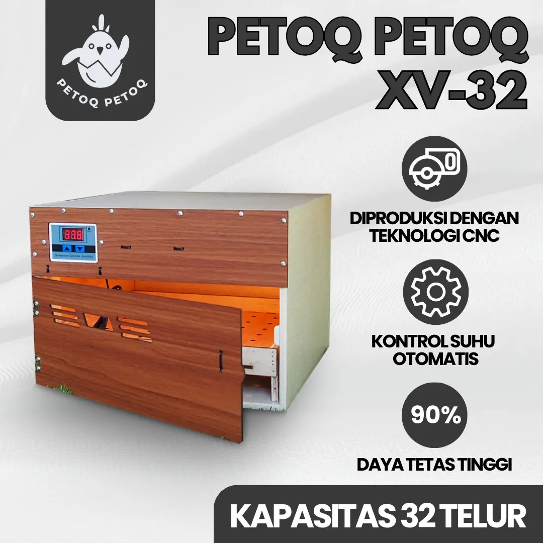 Mesin Penetas Telur Semi Otomatis Digital Kapasitas 32 Telur Petoq Petoq XV-32 Inkubator Telur