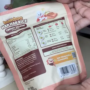 Bumboo Hap Hap Rice Creamy Salmon with Butter 100% Beras Organik Tanpa Pestisida Double Protein Hewani Bahan Alami Tanpa Pengawet Halal BPOM