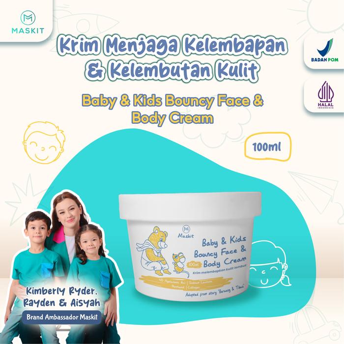 Gambar Baby & Kids Bouncy Face & Body Cream - Krim Pelembap Bayi & Anak Wajah & Badan Maskit 100ml dari Maskit Store Kota Depok Tokopedia