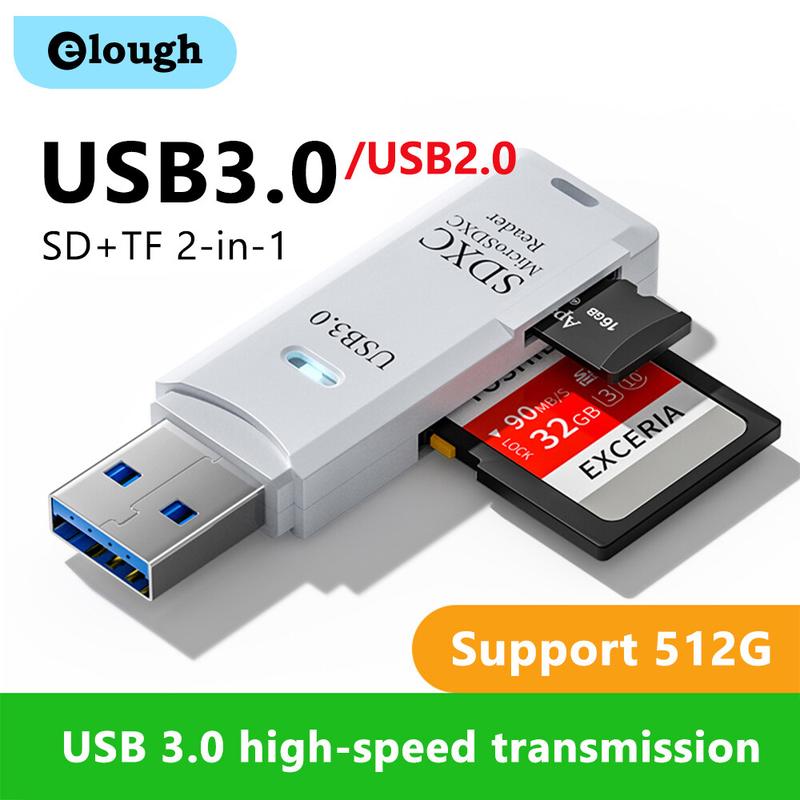 Đầu Đọc Thẻ USB 3.0 Elough 2 Trong 1 USB 2.0 Sang Bộ Chuyển Đổi Thẻ Nhớ SD Micro SD TF Dành Cho PC Và Máy Tính Xách Tay Phụ Kiện Đầu Đọc Thẻ Ổ Đĩa Lung Linh 