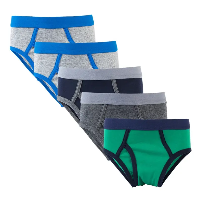 5Pcs/lot of 1-12Years Children Boys Solid Color Cotton Underwear