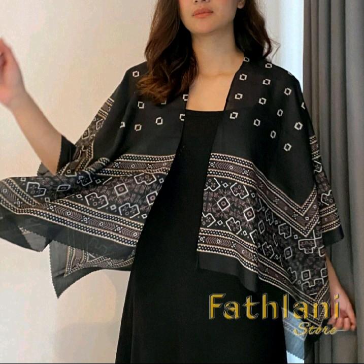 Scarf Kimono Batwing Outer Cardigan Wanita COD Bestseller - Atasan Muslim Casual - Kardigan, Voal Motif Baju Panjang 4