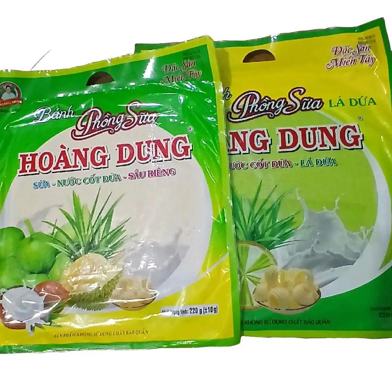 2 bịch bánh phồng sữa Hoàng Dung 220g 5 bánh
