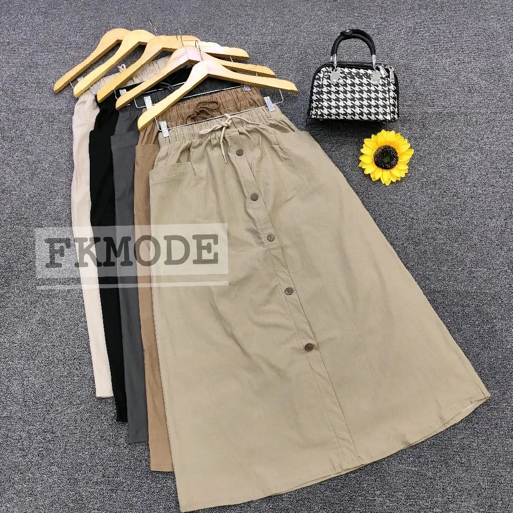 Rok MH  KLEP Aksen Kacing Depan Full Standart Dan Super Jumbo Bawahan Wanita Variasi Kancing