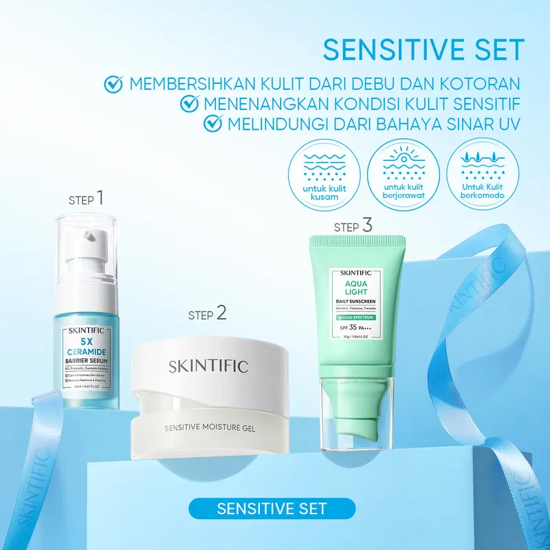 Skintific 3pcs Skincare Set Serum + Moisturizer + Sunscreen / Anti Dark Spot Set / Retinol Set / Peeling Set / Glowing Set / Acne Set / Repair Barrier Set 7