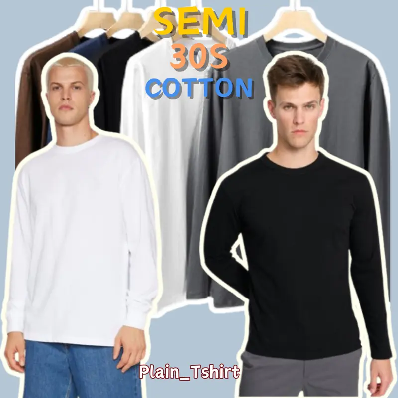 Kaos Lengan Panjang Baju Polos Semi 30S Cotton Combed Lengan Panjang Premium - KAOS O-NECK PRIA WANITA - BAJU POLOS UNISEX 0