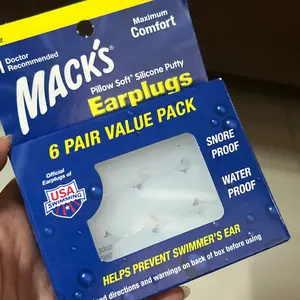 Macks earplug 6 pair Dewasa | #1 Doctor Recommended Brand of silicone earplugs | Prevent Swimmer’s ear infections (otitis externa). Pillow Soft Ear Plugs - Adult Size - 1 pack