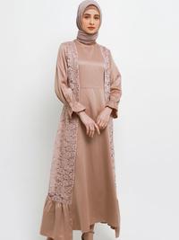 Gambar FAME - Gamis Wanita Panjang Detail Panel Lace Milo - 9911109 - XL dari FAME Official Kota Surabaya 4 Tokopedia