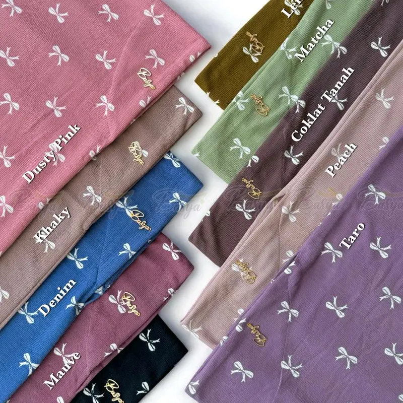(BASYA) TIARA PITA•hijab instan non pet knit•jilbab bergo instan motif pita•bergo daily•jersey snow knit• 5