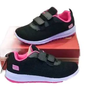 Sepatu Anak Fashion Sekolah Ando Pink Hitam Putih 29-36 Velcro Uk Sneakers Anak Sekolah Lentur Ringan