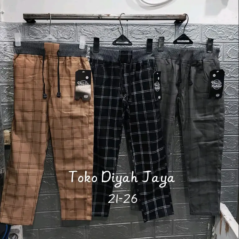 Celana Panjang Chino Tartan Anak-Anak Premium umur6-14 thn/Celana Tanggung Kids Cargo Katun Stretch Distro 2