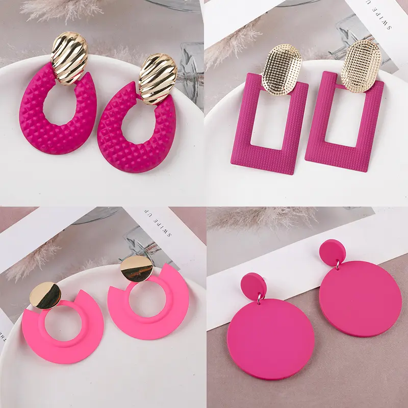 Hoa Tai Barbie, Màu Hồng Và Đỏ Hồng, Hoa Tai Dễ Phối Đồ Họa Tiết, Thích Hợp Cho Phong Cách Ngày Lễ Và Mùa Hè, Dành Cho Phụ Nữ, Quà Tặng Ngày Lễ Tình Nhân
