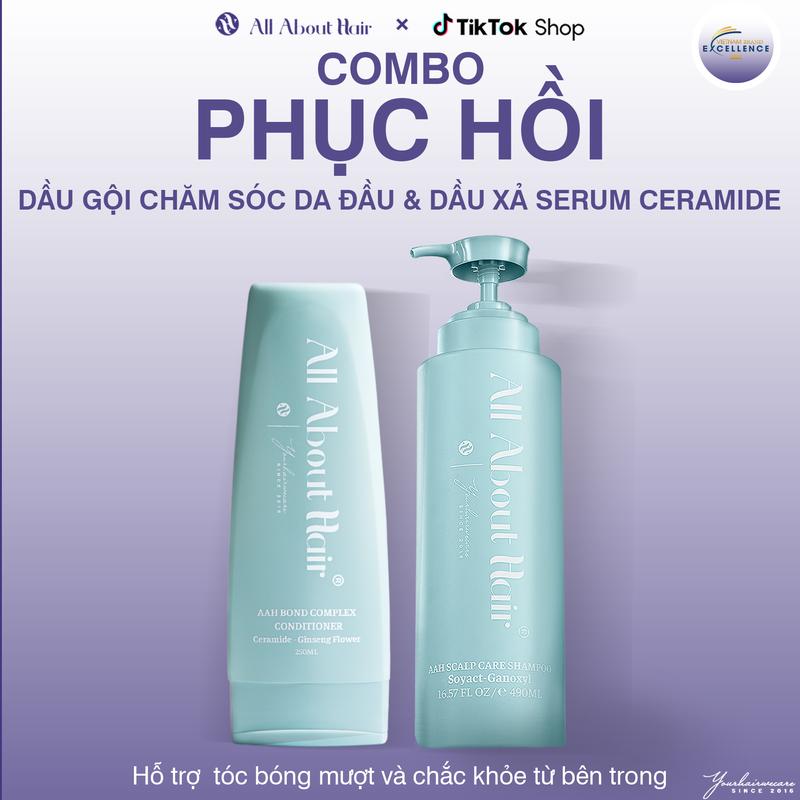  COMBO LÀM SẠCH DỊU NHẸ & PHỤC HỒI TÓC CHUYÊN SÂU  AAH SCALP CARE SHAMPOO 490ML + AAH BOND COMPLEX CONDITIONER 250ML 