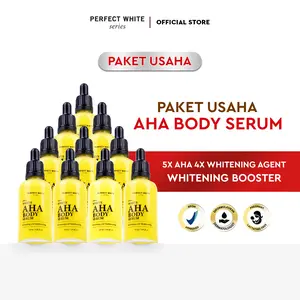 [50ml] PERFECT WHITE Paket Usaha Reseller AHA Body Serum Whitening & Moisturizing | Perawatan Tubuh Mencerahkan Pemutih Pencerah Noda Hitam Badan | Whitening Body Serum Campuran Hand Lotion | Niacinamide Alpha Arbutin Glutathione Vitamin C Lactic Glycolic