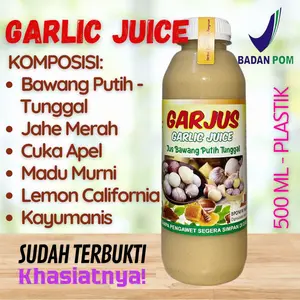 BPOM GARJUS 500 ml Jus Bawang Putih Tunggal, Jahe Merah, Cuka Apel, Lemon California, Madu Murni, Kayumanis, Garlic Juice