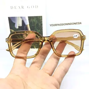 Kacamata Baca Double Untuk Baca Dan Jalan Lensa Warna Coklat Bening Frame Coklat +1.00 sd +3.00 JM829D-R Free Box Dan Lap