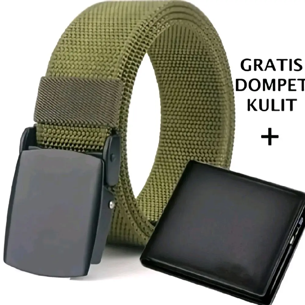 ikat pinggang pria BONUS DOMPET KULIT panjang 110-125cm gesper pria kerja dan Sekolah