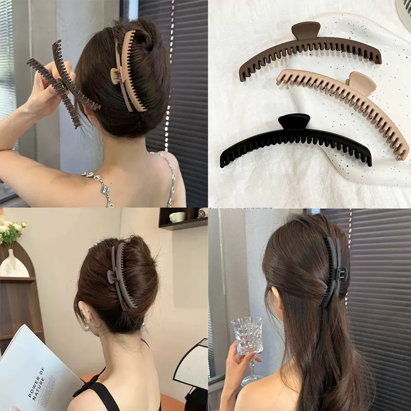 Solid color dense tooth grabbing clip large size back of the head grabbing clip shark hairpin women's hair clip headdress