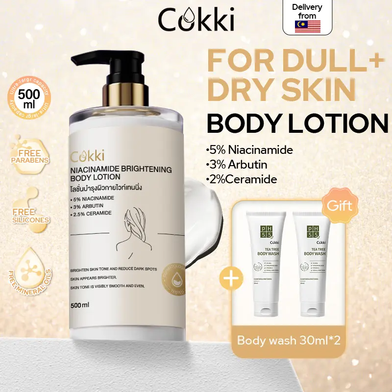 (Buy1 Get gift) 520ml Cokki NIACINAMIDE BRIGHTENING BODY LOTION Fragrance wangi losyen badan Non-sticky Body cream
