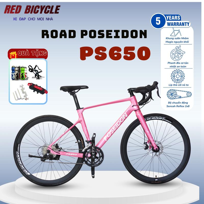  Xe Đạp Đua Poseidon PS650- RoadBike Tay Đề Lắc Sensah Reflex- Khung Nhôm Magie Nguyên Khối- Cối Nổ To Cao Cấp 