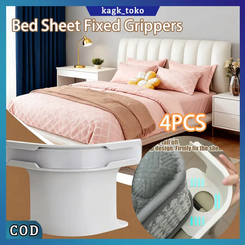KAGK 4Pcs Bed Sheet Corner Tightener Clips/Bed Sheet Fixed Grippers/Invisible Sheet Bed Cover Fixer/Lock Sprei Anti Geser Anti Lepa