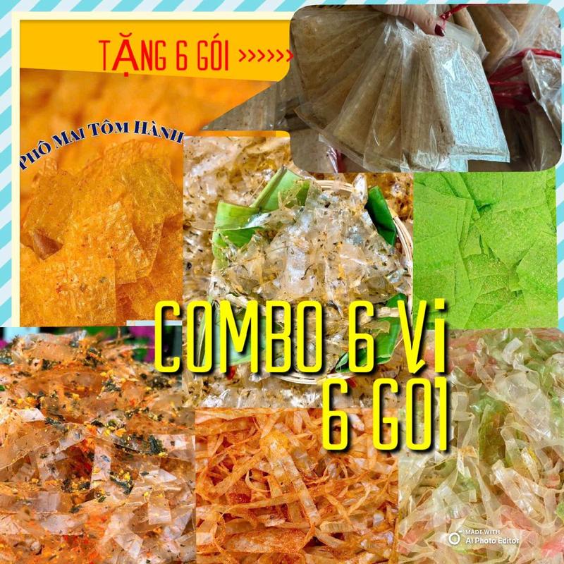 TẶNG 6 MÓN.   (GÓI MUỐI SẶC TRÊN LIVE (COMBO6 Phô mai lá dứa + Siêu Cay + Rông Biển +Sợi Tỏi +PHÔ MAI Trắng+ Sợi Tôm ( Bà Như Bánh Tráng