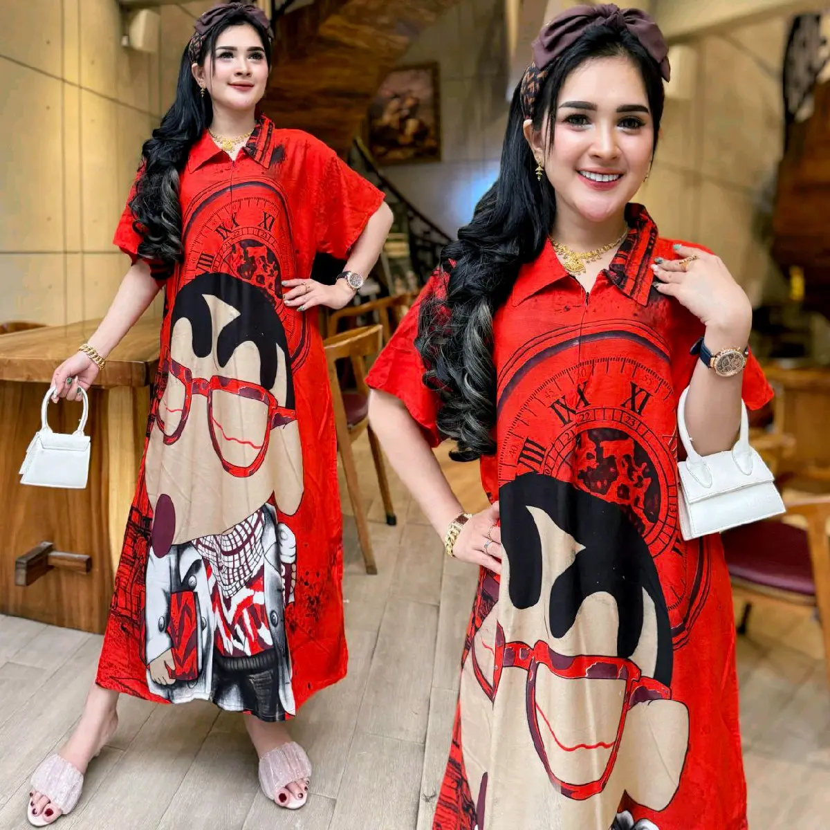 Daster Kerah Mama Muda Kekinian-Daster Busui Rayon Adem Ada Tali dan Resleting