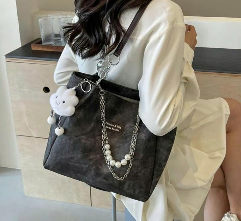 Mã 16: Túi Sách Nữ Công Sở Đeo Vai Da Loang Thời Trang Phối Xích Ngọc Tote A69