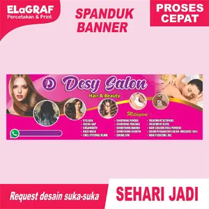 ElaGraf Cetak Spanduk Banner Salon Proses Cepat Desain Gratis Bahan Flexy China 280gsm Tahan Lama Hasil Tajam Ideal Untuk Tampilan Toko Anda