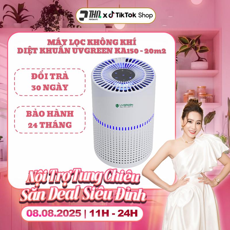 Máy Lọc Không Khí Diệt Khuẩn UVGREEN KA150 20m2 - UVC LED Hiện Đại, Làm Sạch Không Khí Phòng Ngủ Gia Đình, Bộ Lọc HEPA H13 Chống Vi Khuẩn - Phun Xông Khuếch Tán Tinh Dầu - Bảo Hành Chính Hãng 24 Tháng