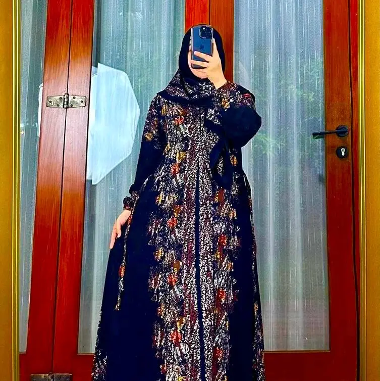 gamis batik set hijab viral terbaru