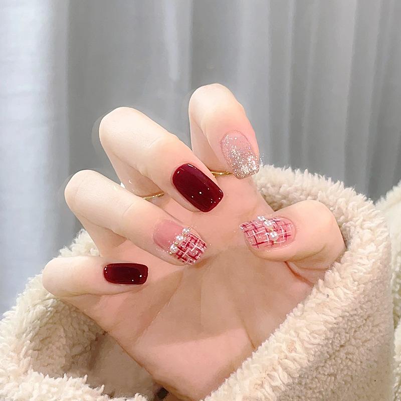 Product Introduction of [Free Jelly Glue] French Manicure Short False Nails Manicure Fake Nails Fake Nails Cute Fake Nails Angry Nails Short Nail Polish 8