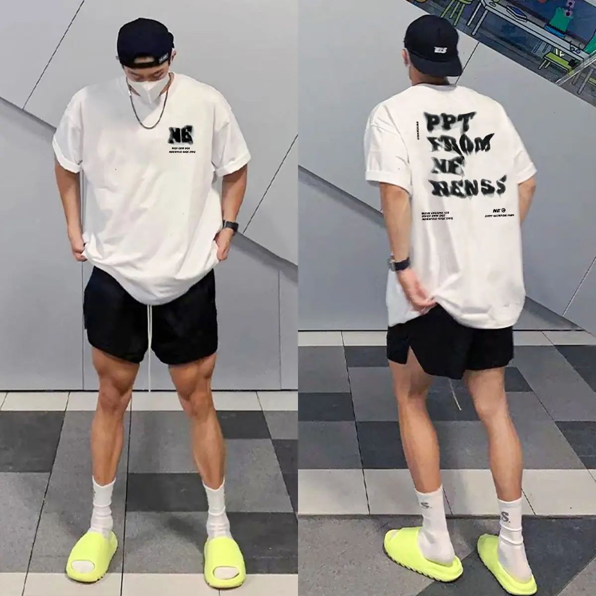 T-shirt Atasan Baju Kaos Oversize Pria Putih Lengan Pendek Dewasa Distro Katun Combed Cowok C175