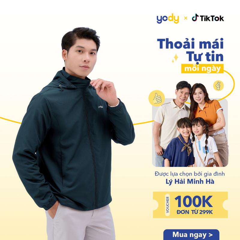 Áo Khoác Gió Nam YODY Trượt Nước Thông Minh Cản Bụi MCWC25A037-AKM5041