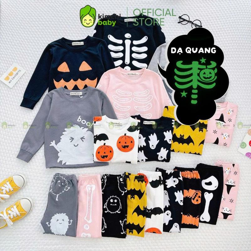   10-29KG  Bộ Halloween Dài Tay Cho Bé Trai Bé Gái Cao Cấp KIMCHIBABY Với Hình In Dạ Quang Đặc Biệt Phát Sáng Siêu Nhân Người Nhện Chất Liệu Vải Cotton Premium Định Lượng 190gsm Co Giãn 4 Chiều Phiên Bản Giới Hạn MKMTD2240 Cho Bé từ 2 đến 8 tuổi 