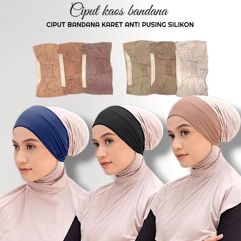 Product Introduction of Ciput Bandana Karet Anti Pusing - Inner Bandana Pita Anti Geser Silikon Matt Kaos Rayon Super Poliester Dalaman 5