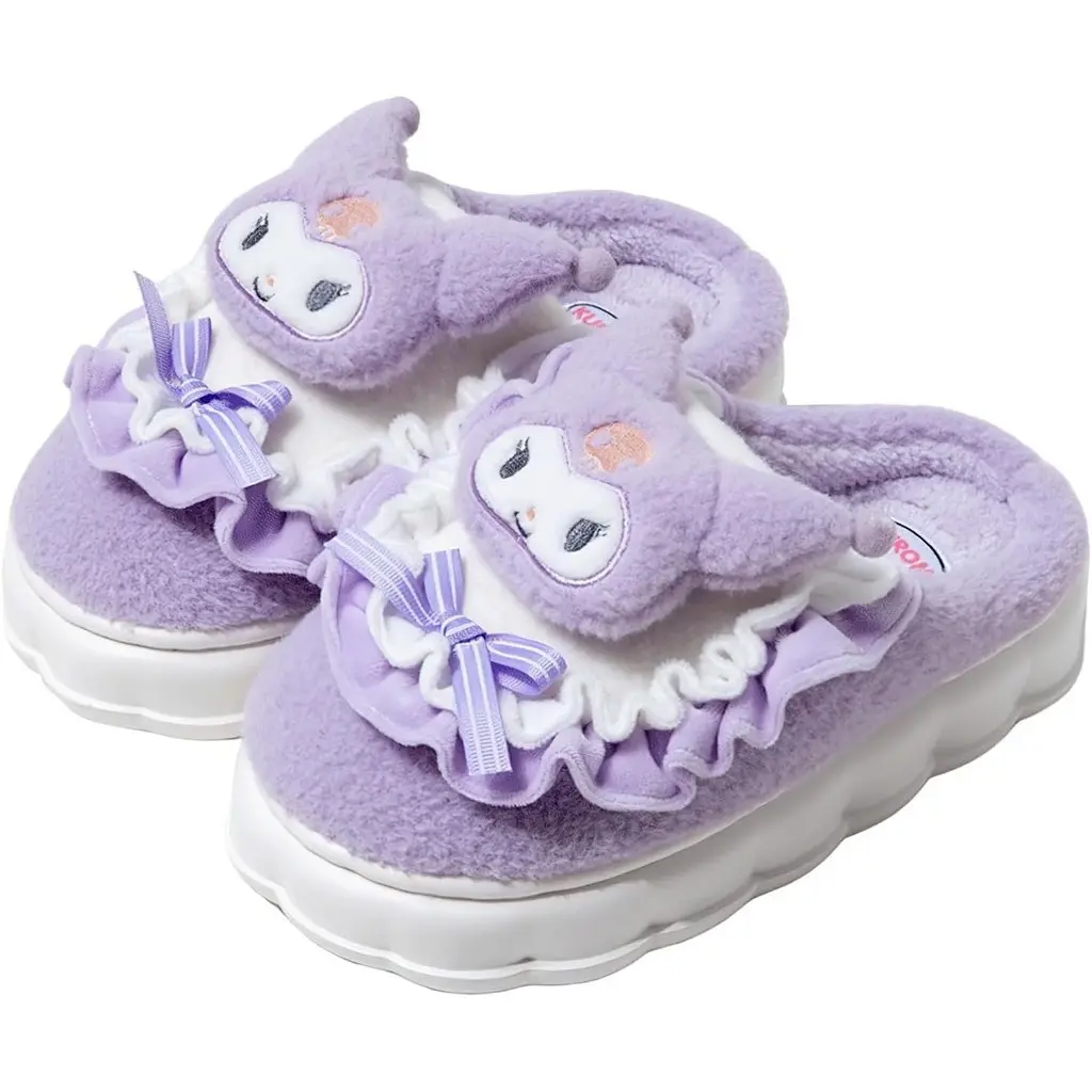 รองเท้าแตะ Sanrio, รองเท้าแตะฟางขนน่ารัก, การออกแบบการ์ตูนความงามสีดำ, สำหรับผู้หญิงทุกฤดูกาล, รองเท้าแตะผ้าฝ้าย, เงียบ, รองเท้าบ้าน, สำหรับผู้หญิง cinnamoroll slipper รองเท้า  cinnamoroll