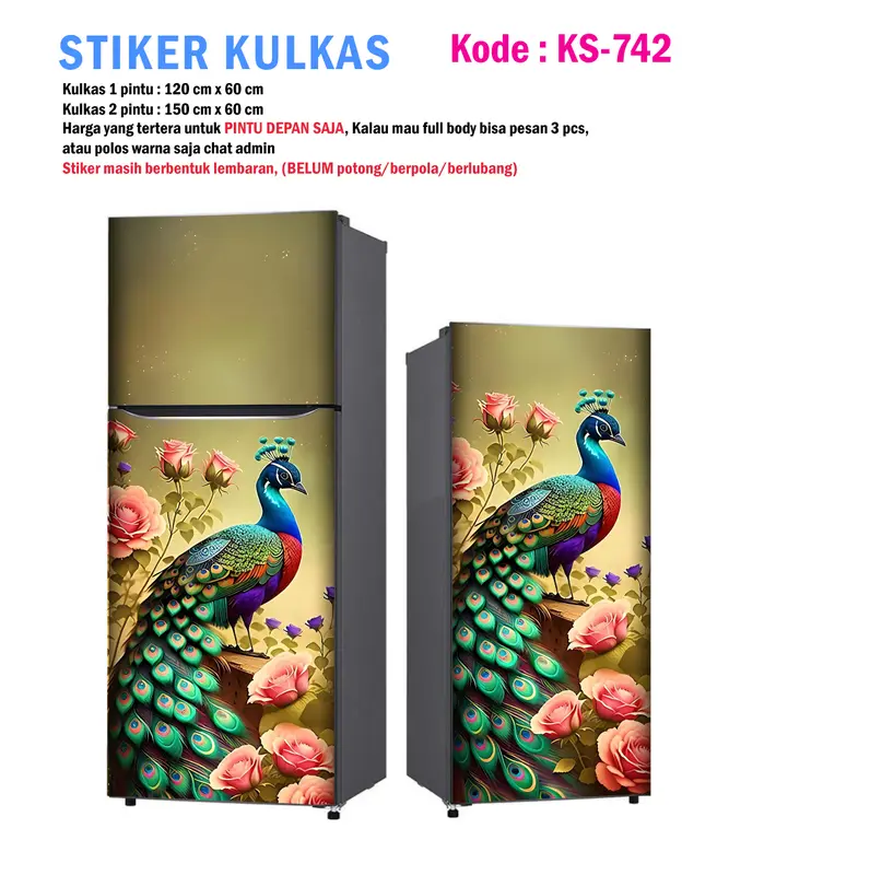 Stiker Kulkas 1 Pintu dan Sticker Kulkas 2 pintu Burung Merak 6