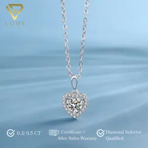 Lore Jewellery - Kalung Moissanite Lapis Emas Putih 18K - Heart Clarity Moissanite Necklace 0.3 / 0.5 CT