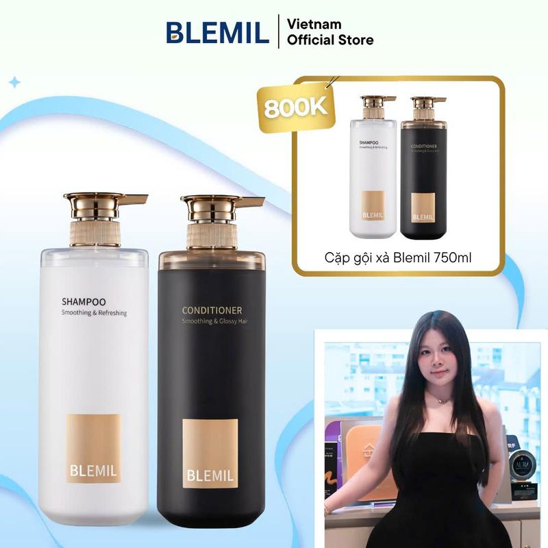 Combo 2 Bộ Gội Xả Blemil Phục Hồi Suôn Mượt Tóc Hương Thơm Nước Hoa 750mlx2