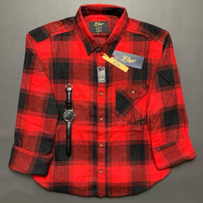 Kemeja Flanel Semi Woll Premium Lengan Panjang Model Kekikinian Oversize Hitam Motif Terlaris Unisex Pria 0