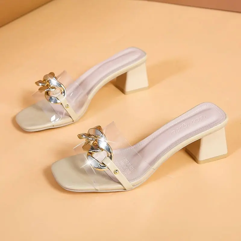 Sandal Heels Wanita Chunky Mika Rantai YC02 NEW 5