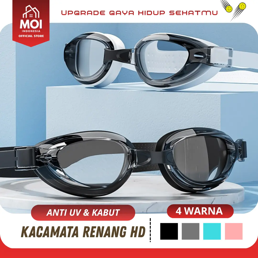 MOI Kacamata Renang Dewasa Anti Fog & UV Protection Mirror HD Karet Super Empuk Nyaman Cocok untuk Pria dan Wanita Trailtop L11